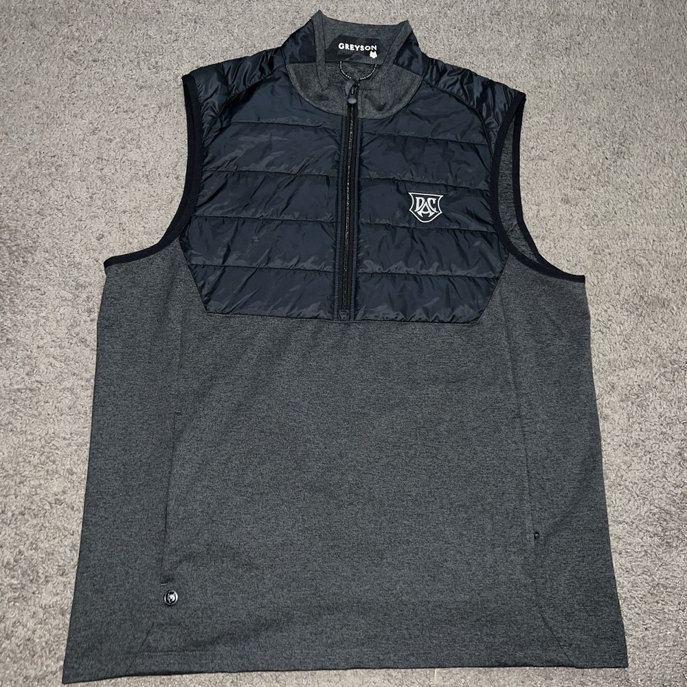 Greyson Vest Jacket Large Men's Gratiot Hybrid 1/4 Zip Golf Stowe Black